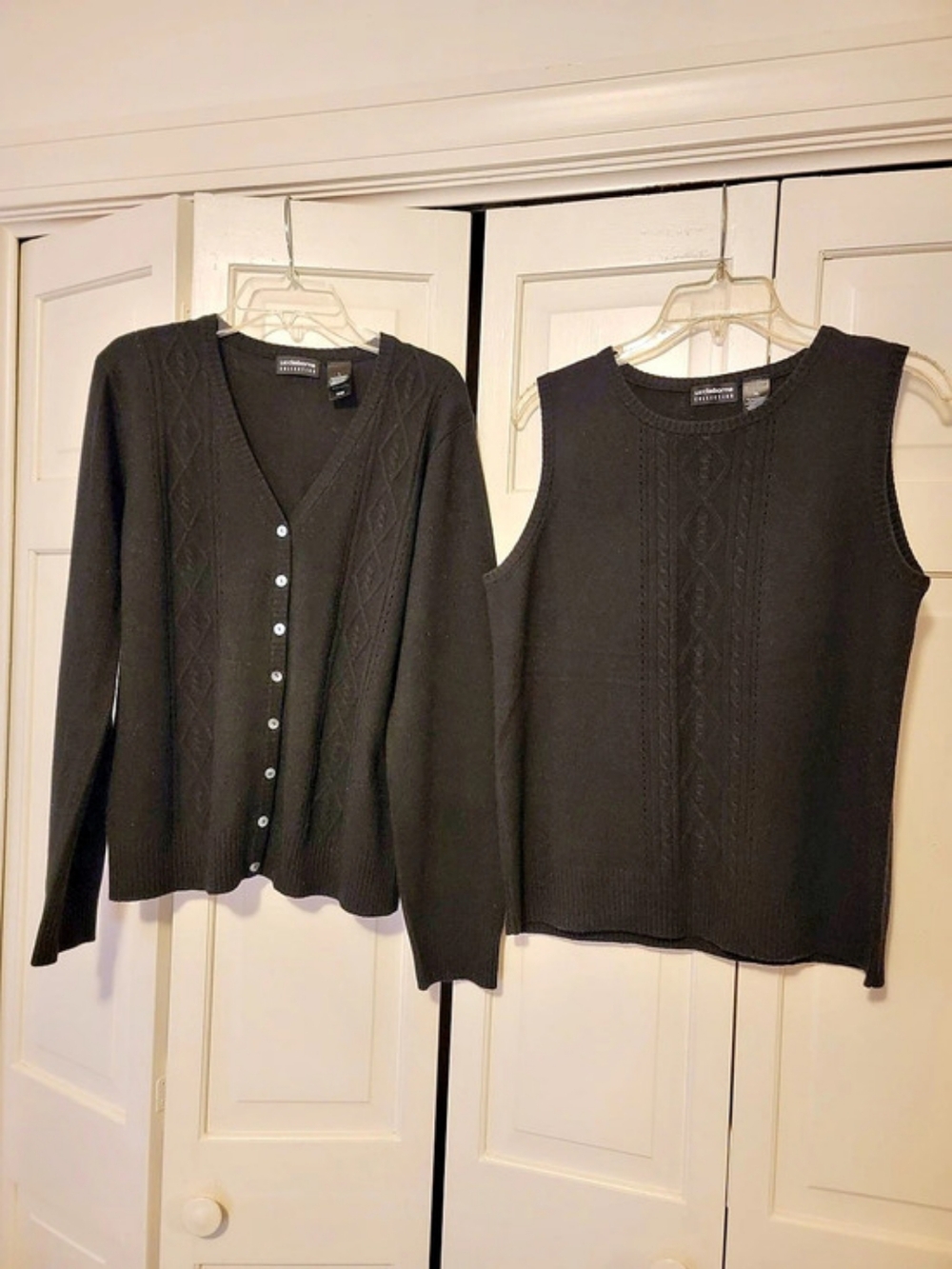 Liz Claiborne Black Silk Cashmere Twinset Size XL Like New